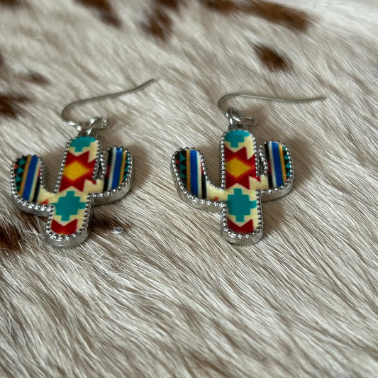 Cactus Theme Earrings Colorful