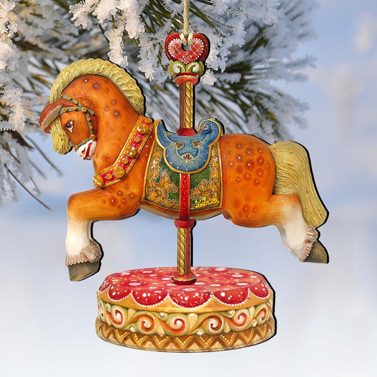 Carousel Horses Wooden Ornaments by G. DeBrekht - Carousel Holiday Decor - 8114041-1-0