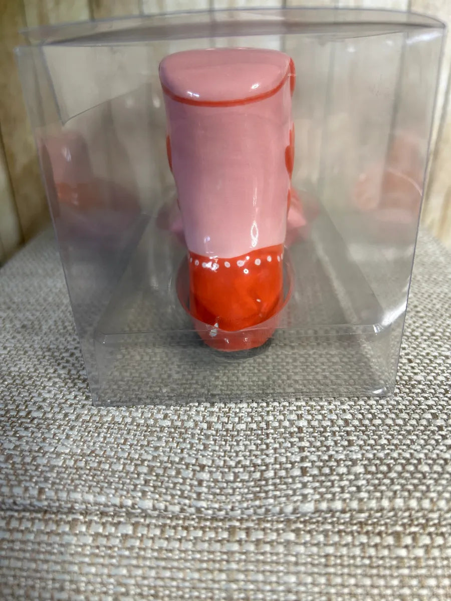 Western Hat with Cowboy Boot Salt & Pepper Shakers Pink/Red