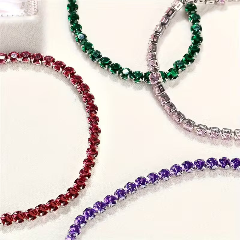 Set of 11 pcs Bohemian Style Shiny Bracelet Set for Women, Elastic Stretch Rhinestone Bracelet