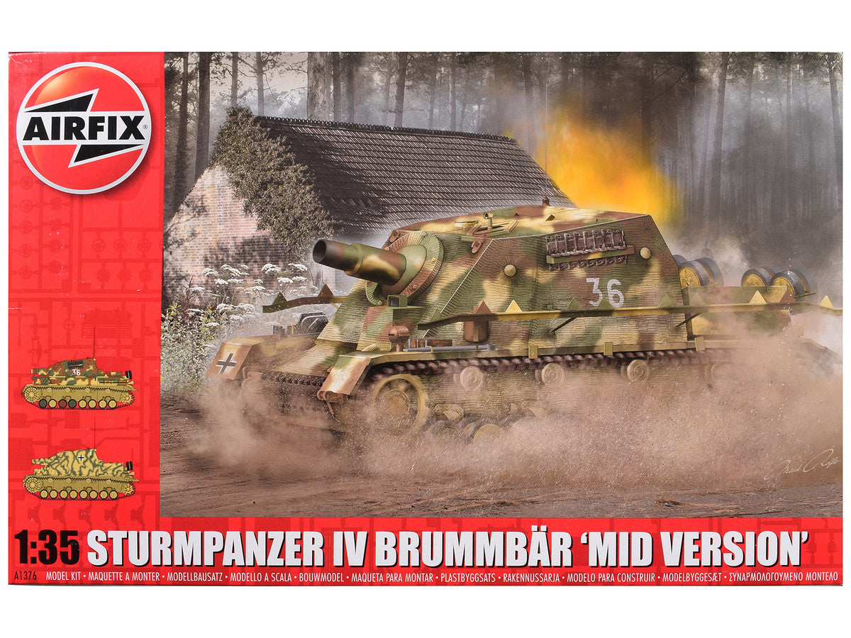 Level 3 Model Kit Sturmpanzer IV Brummbar "Mid Version" Tank with 2 Scheme Options 1/35 Plastic Model Kit by Airfix-0