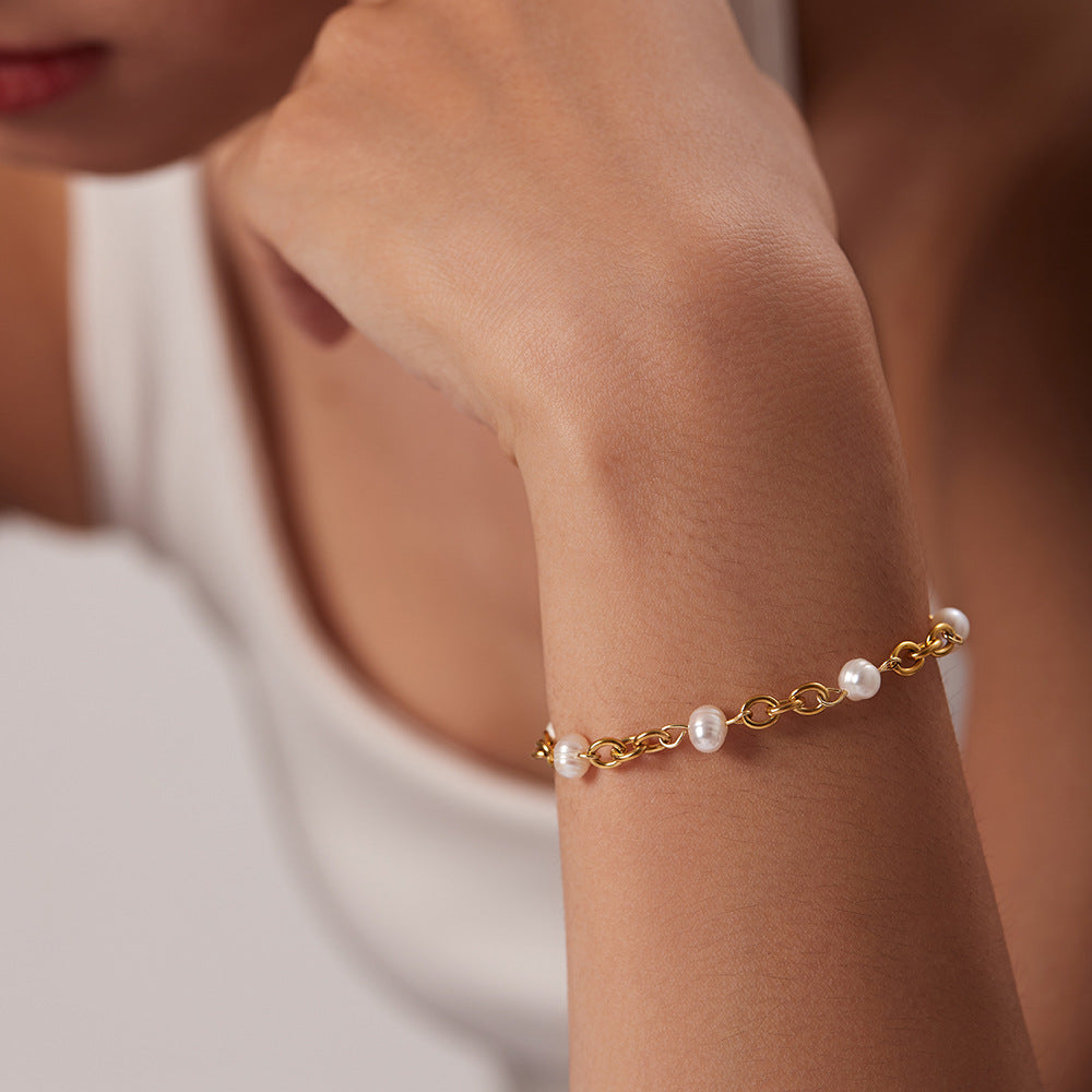 18K Gold Plated Aurelia Pearl Bracelet-2