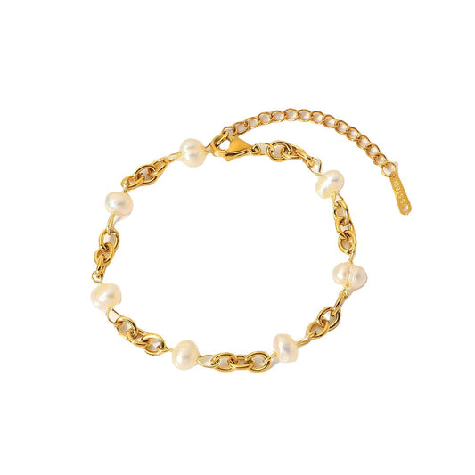 18K Gold Plated Aurelia Pearl Bracelet-0