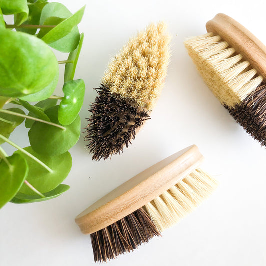 Bamboo Sisal/Palm Fiber Vegetable Brush-Zero Waste Natural Kitchen Scrubbing Brush-Sustainable Kitchen-0