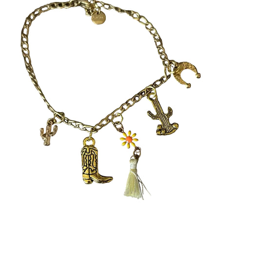 Western Charm Bracelet Horses Cowboy Boot Horseshoe