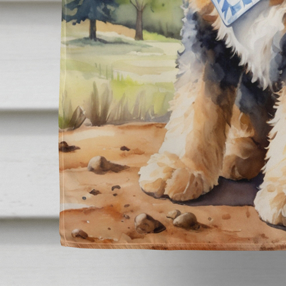 Bernedoodle Cowboy Welcome House Flag-3