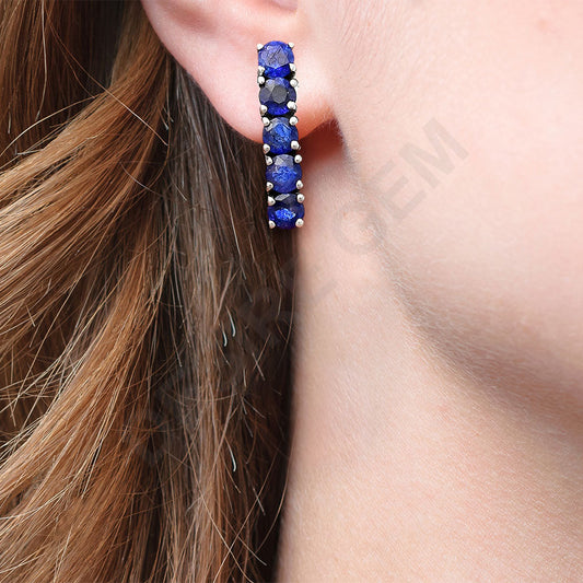 Colorful Gemstone Bar Stud Earrings – 925 Sterling Silver Jewelry Gift DGE1070 E-1063-0