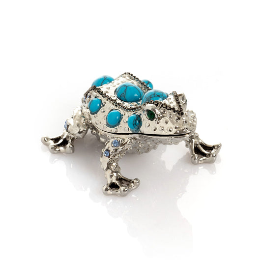 Silver Frog with Turquoise Gemstones-0