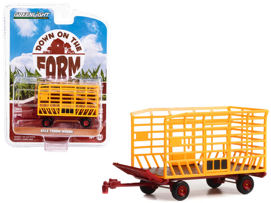 Bale Throw Wagon Yellow and Red "Down on the Farm" Series 7 1/64 Diecast Model by Greenlight-0