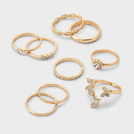 Crystal Floating Butterfly Ring  Wild Fable™ Gold: Stacking Rings,  Sizes 6-8