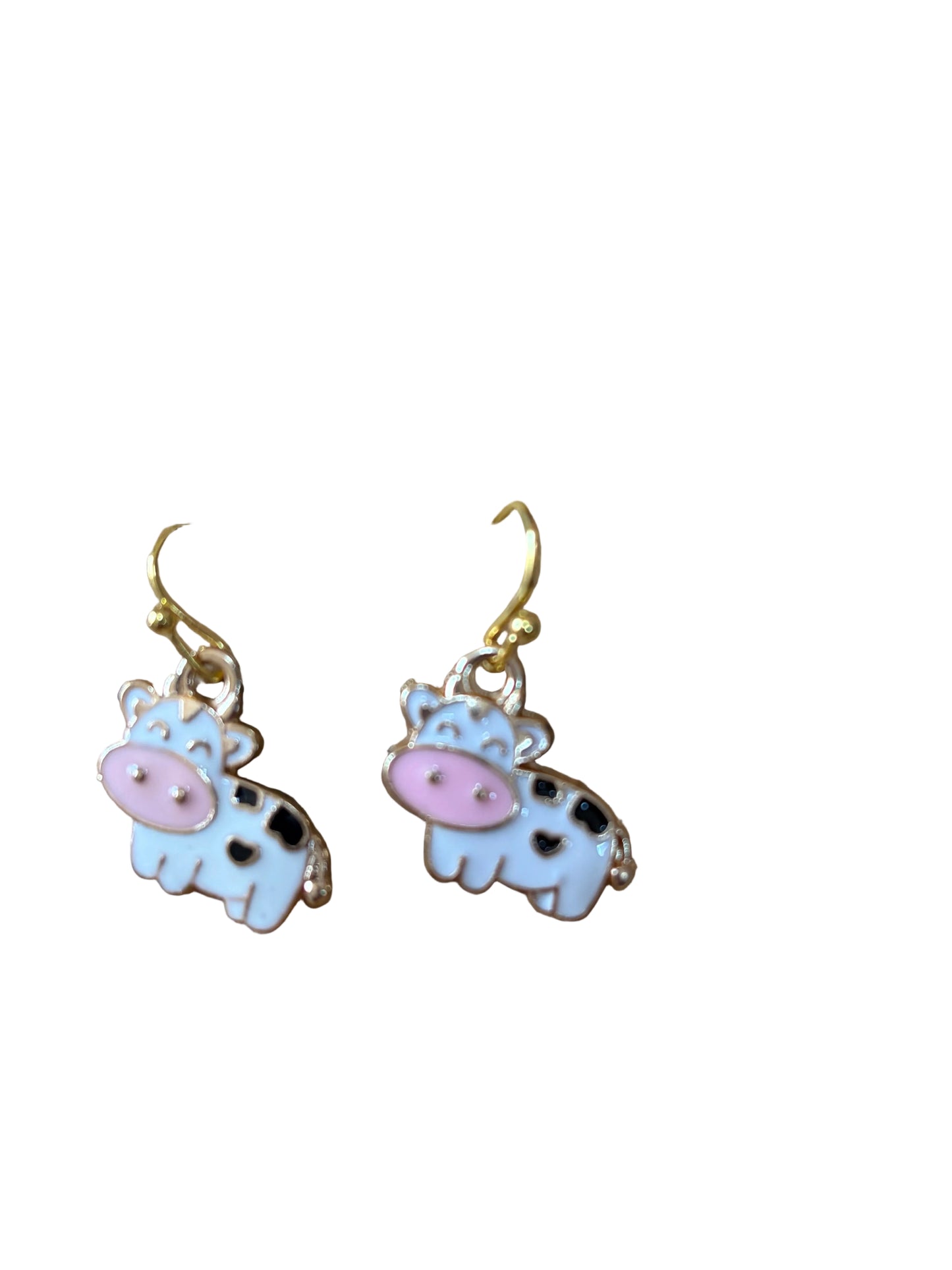 Cartoon  White Black Little Cows 4-H Earrings