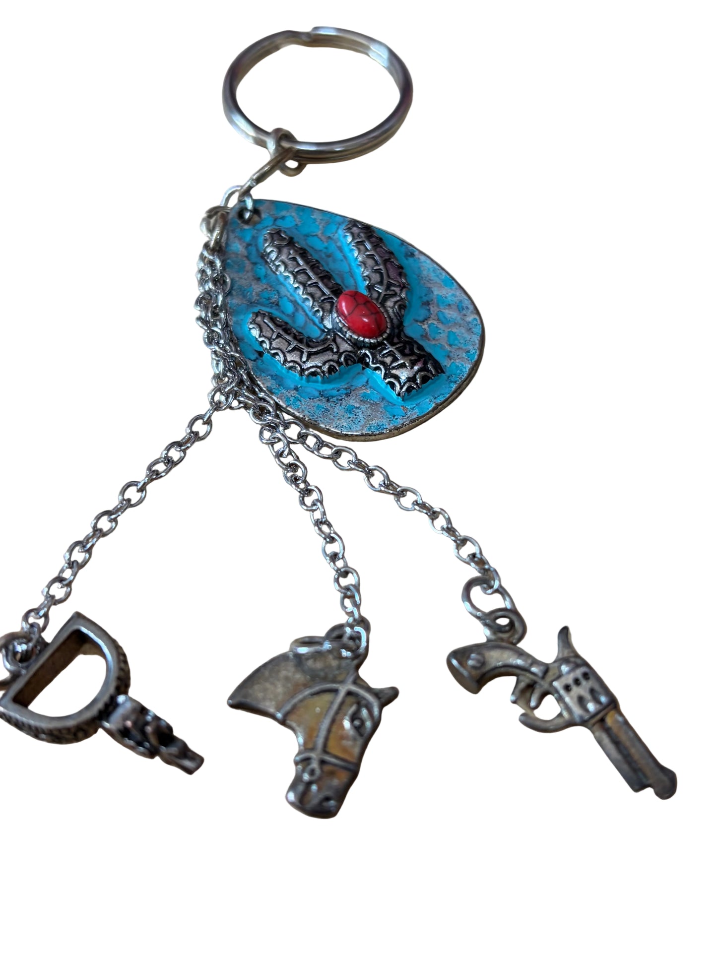 Western Cactus Gun Spur Keychain Bag Charm