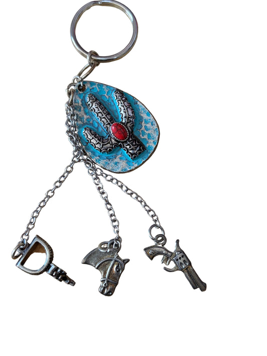 Western Cactus Gun Spur Keychain Bag Charm