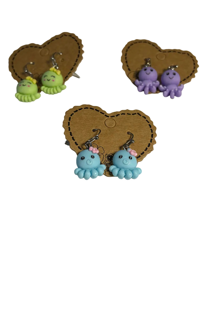 Young Girls Cartoon Octopus Earrings