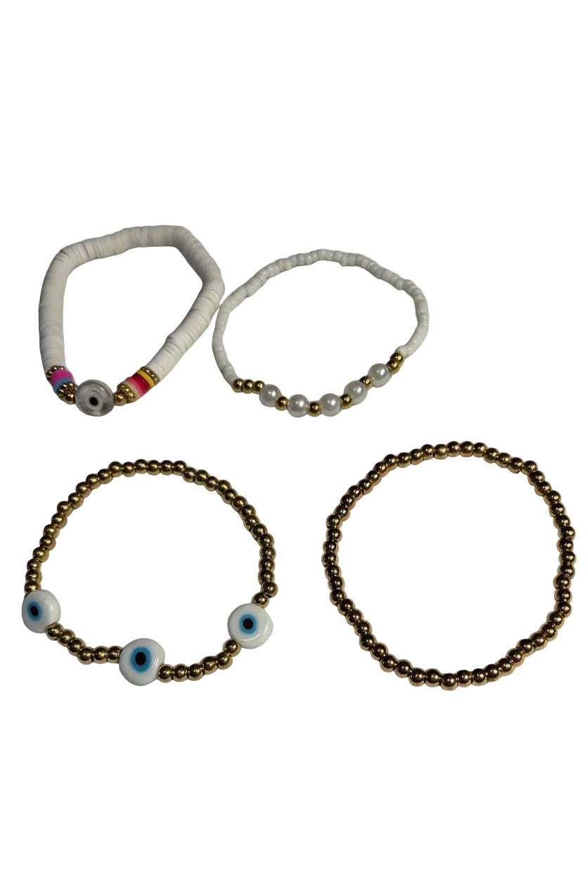 Girls Clay Bead Stretch Bracelet Sets 2 Beaded Necklace Eye