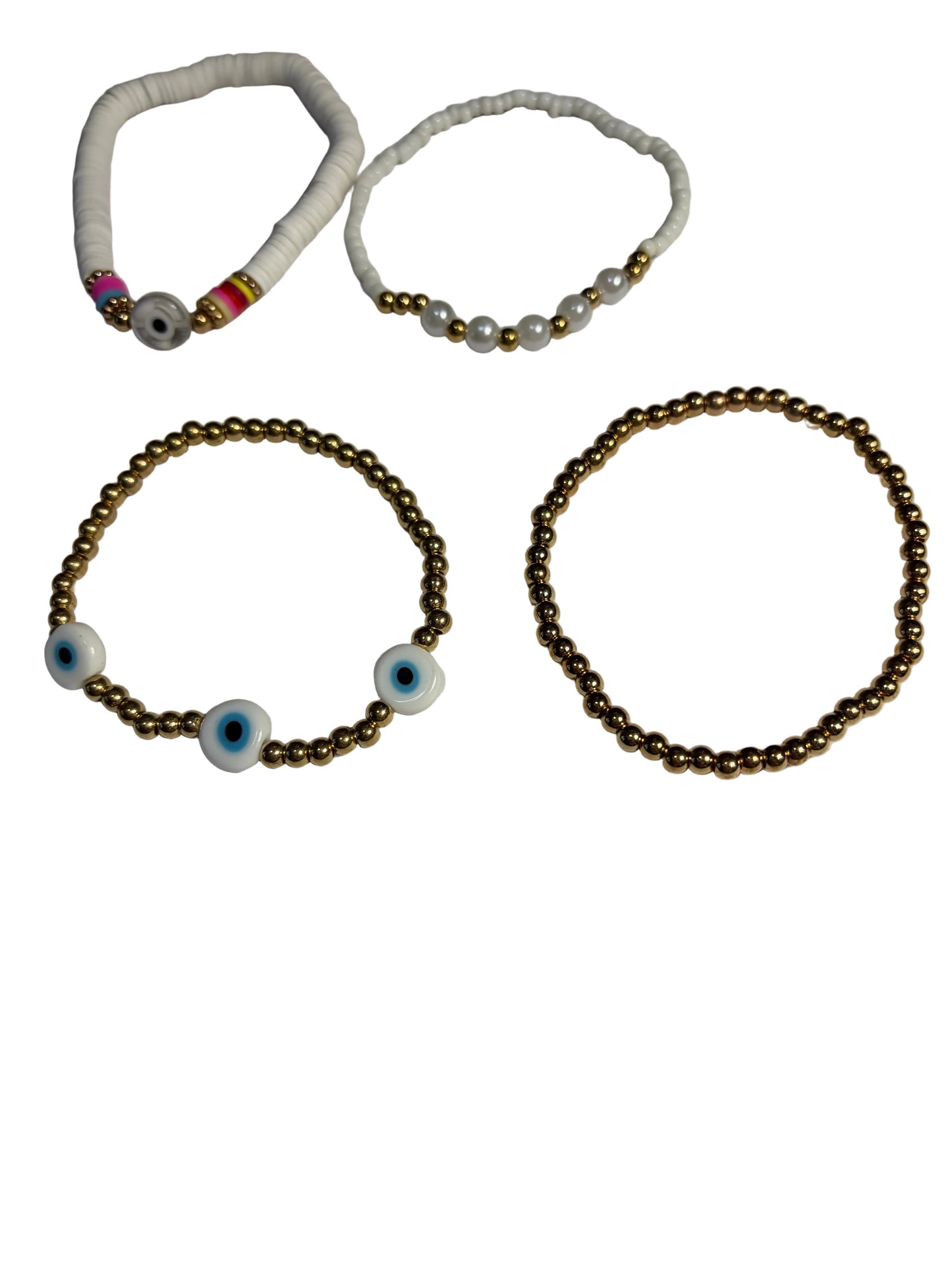Girls Clay Bead Stretch Bracelet Sets 2 Beaded Necklace Eye