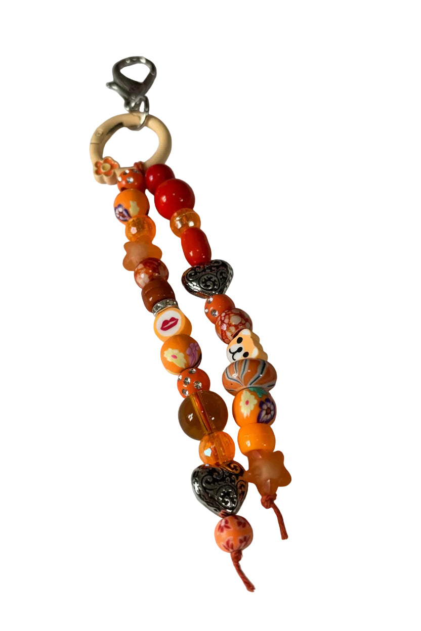 Orange Beads Charms Bag Charm Heart Lips Charms