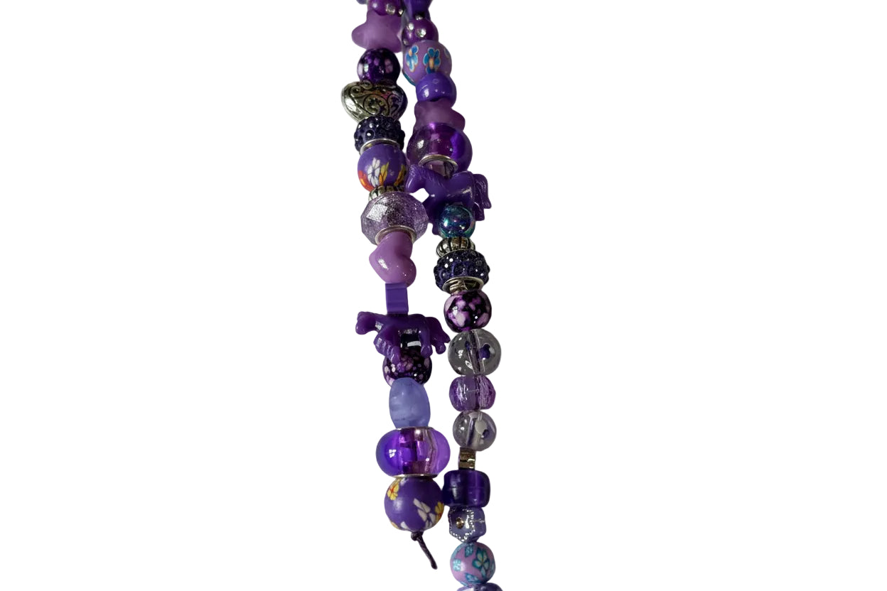 Western Bag Charm Keychain Purple Beads Charms