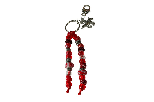 Red Beads Bag Charm Keychain Horse Charm Heart