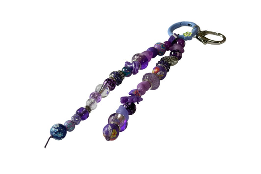 Western Bag Charm Keychain Purple Beads Charms