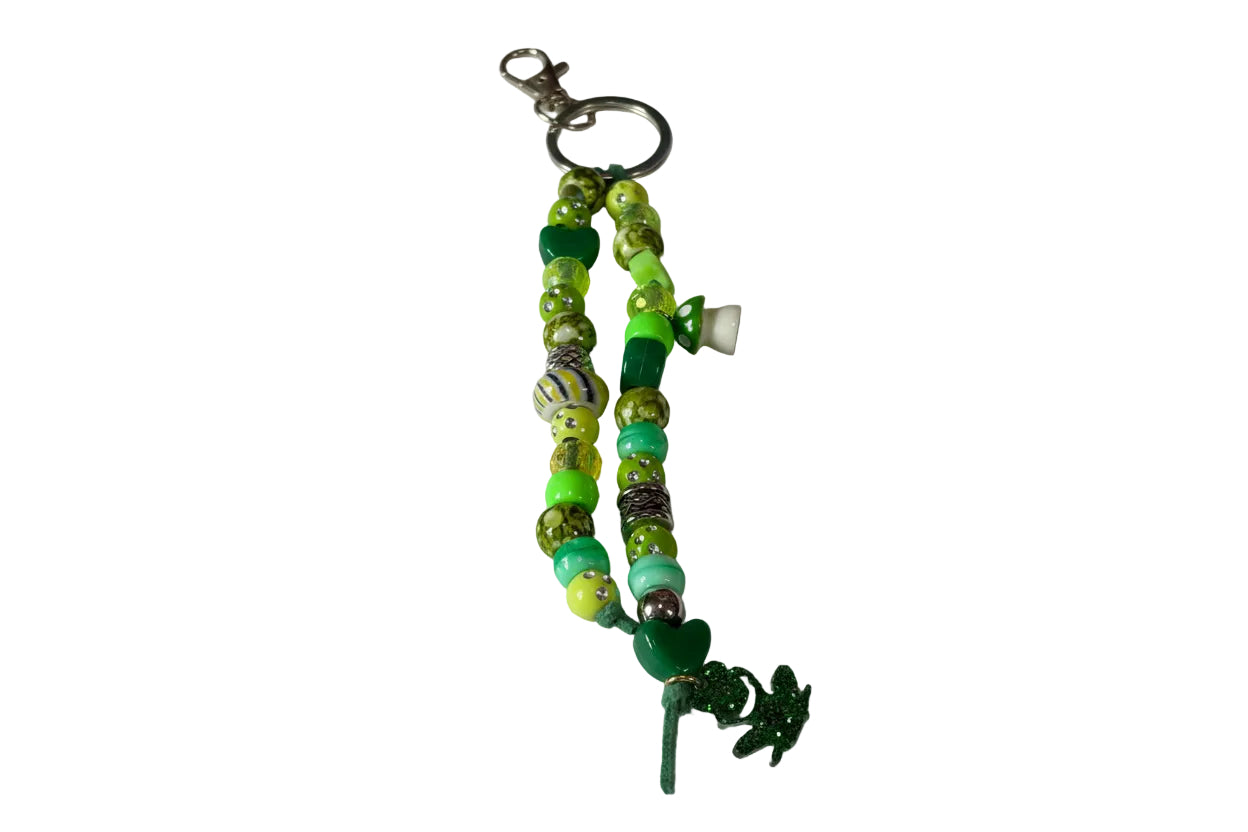 Shade Green Beads Bag Charm Green Frog Charm Mushroom Star