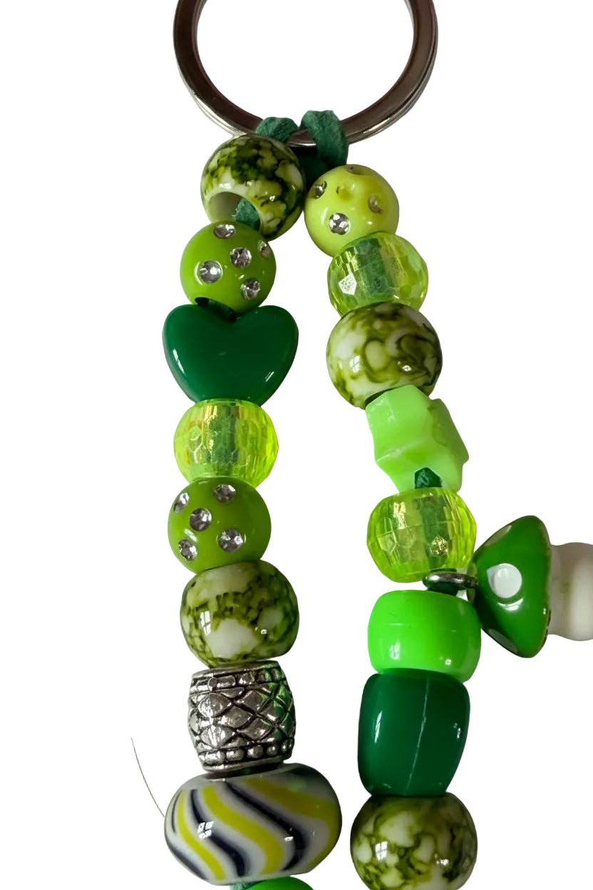 Shade Green Beads Bag Charm Green Frog Charm Mushroom Star