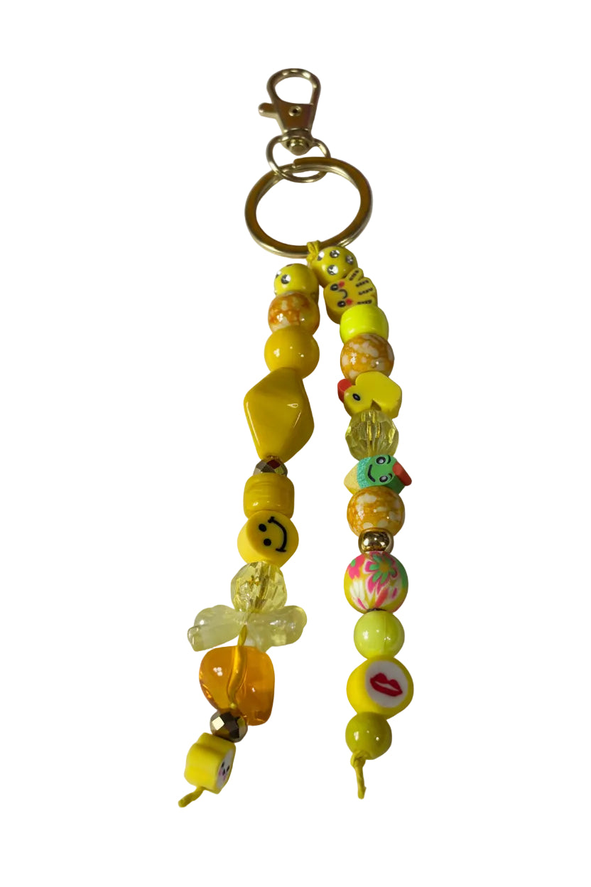 Girls Yellow Bag Charm Smily Face Ducks Octopus Back Pack Charm