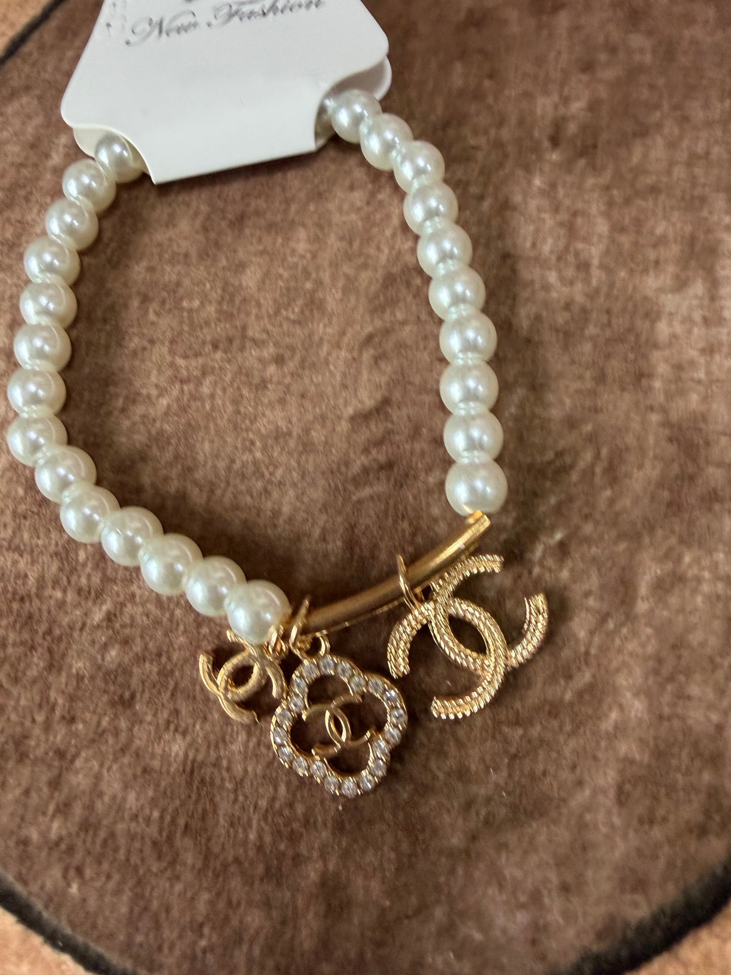 Western beaded Horseshoe Charms White Gold Bracelet