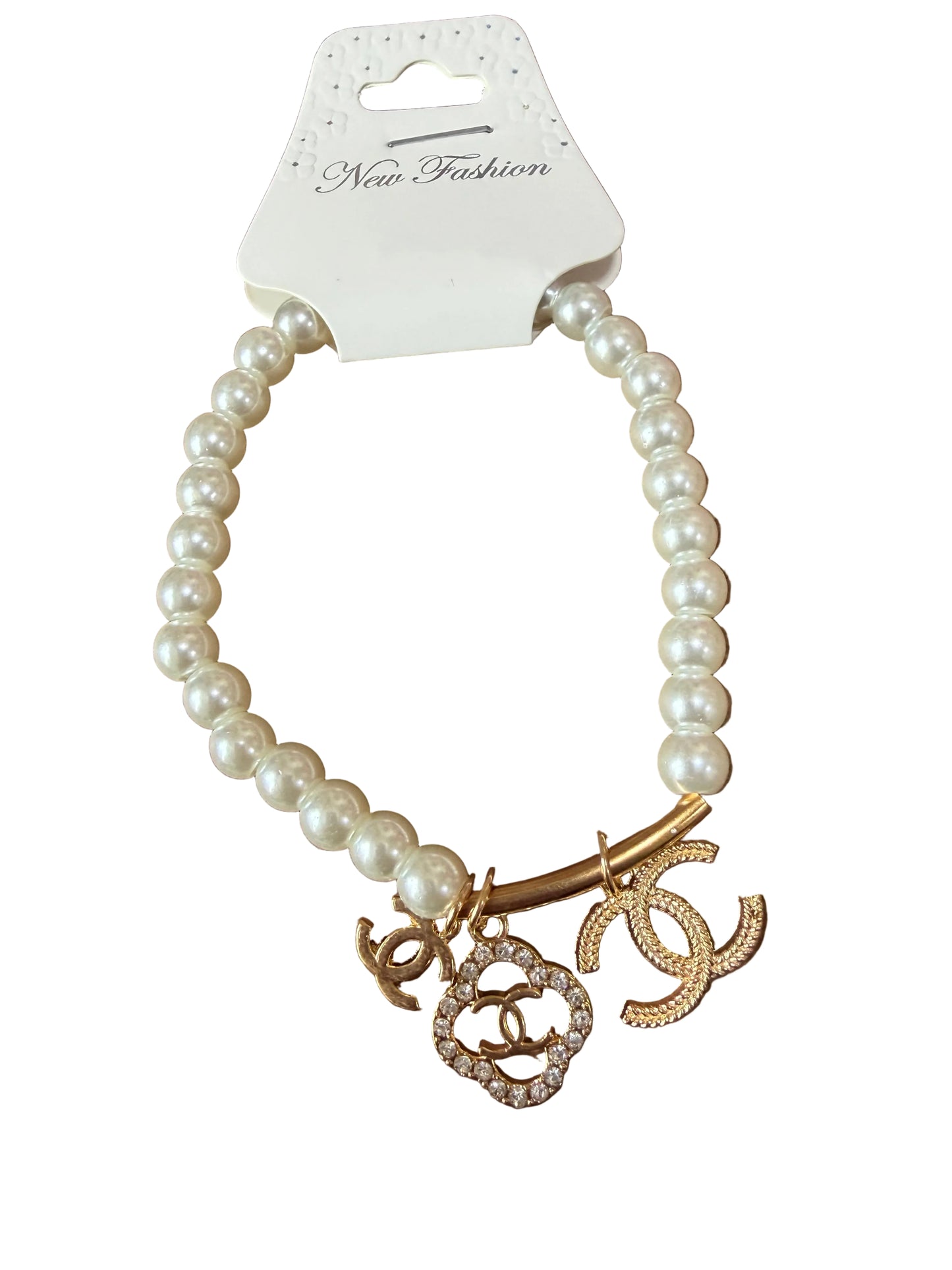 Western beaded Horseshoe Charms White Gold Bracelet