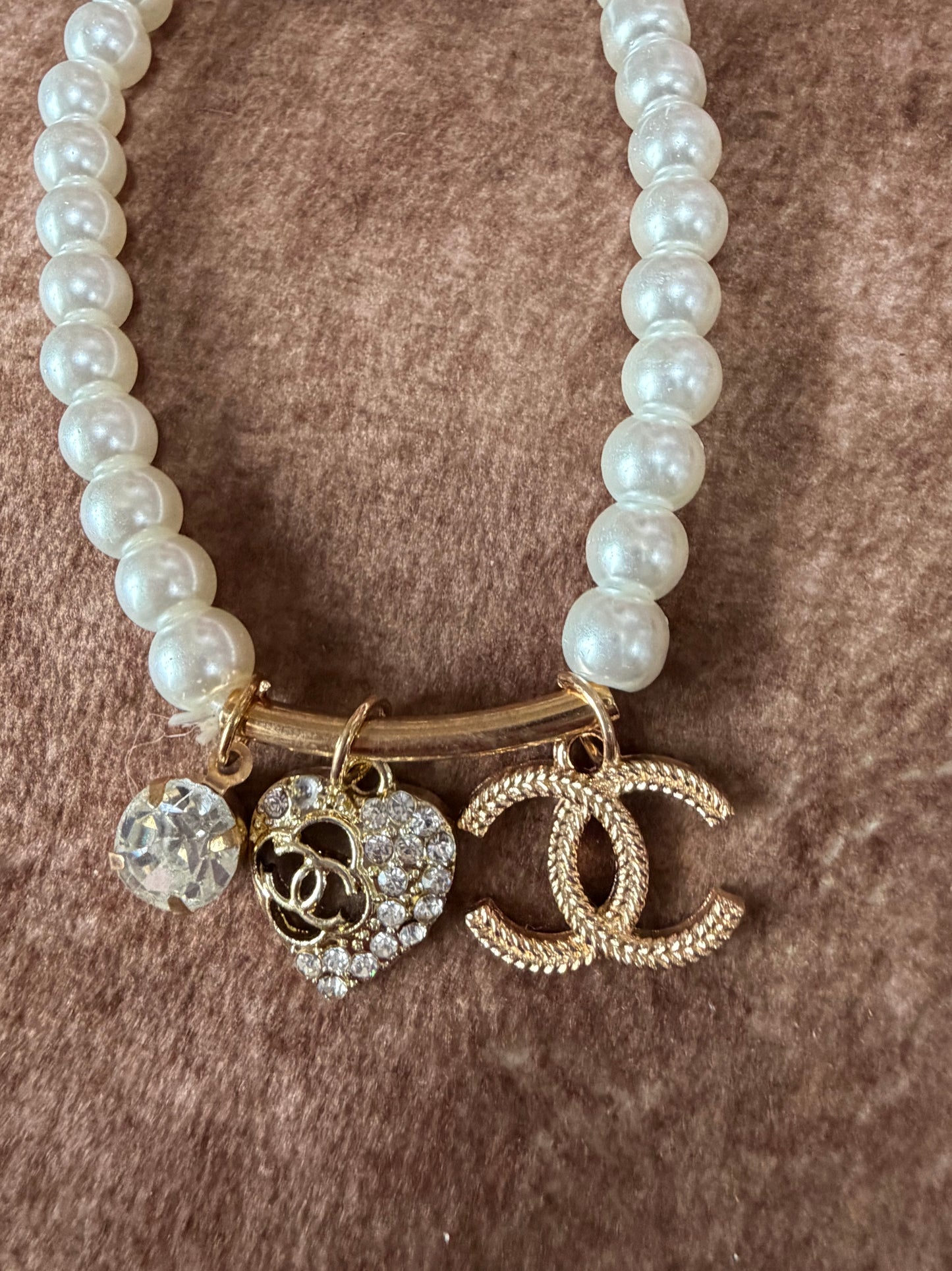 Western White Pearl Beads Heart Horseshoe Charms