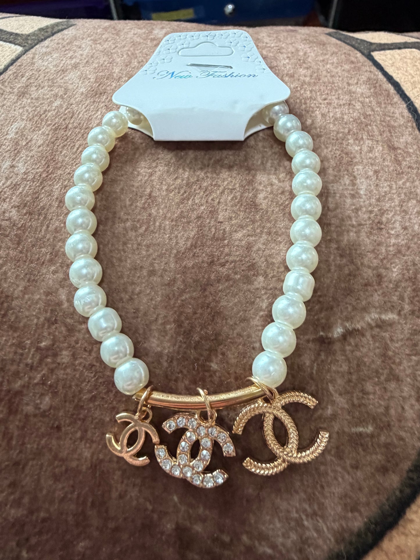 Western White Pearl Beads Horseshoe Charms Bracelet