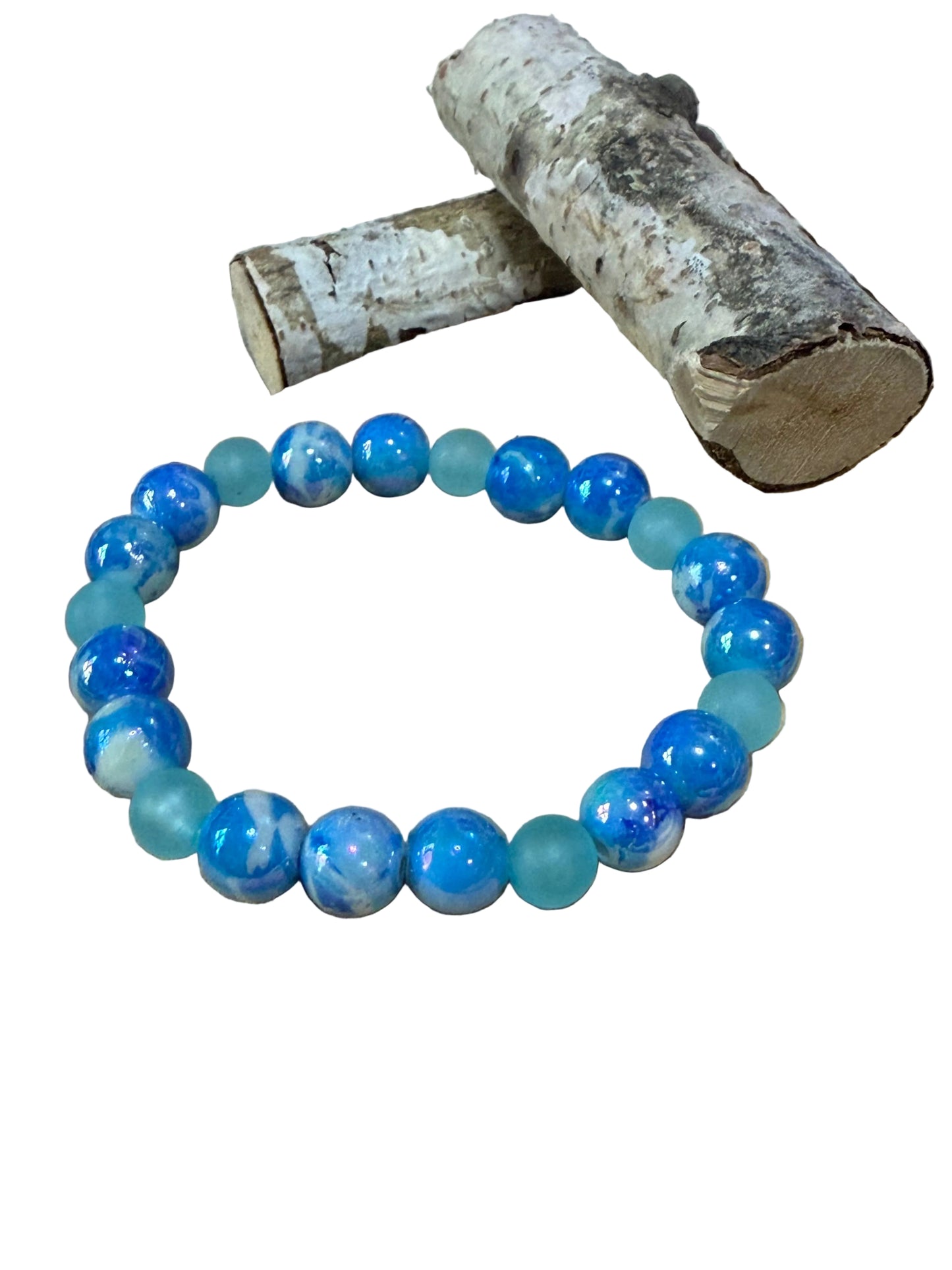 Shades Blue Beads Stretch Bracelet