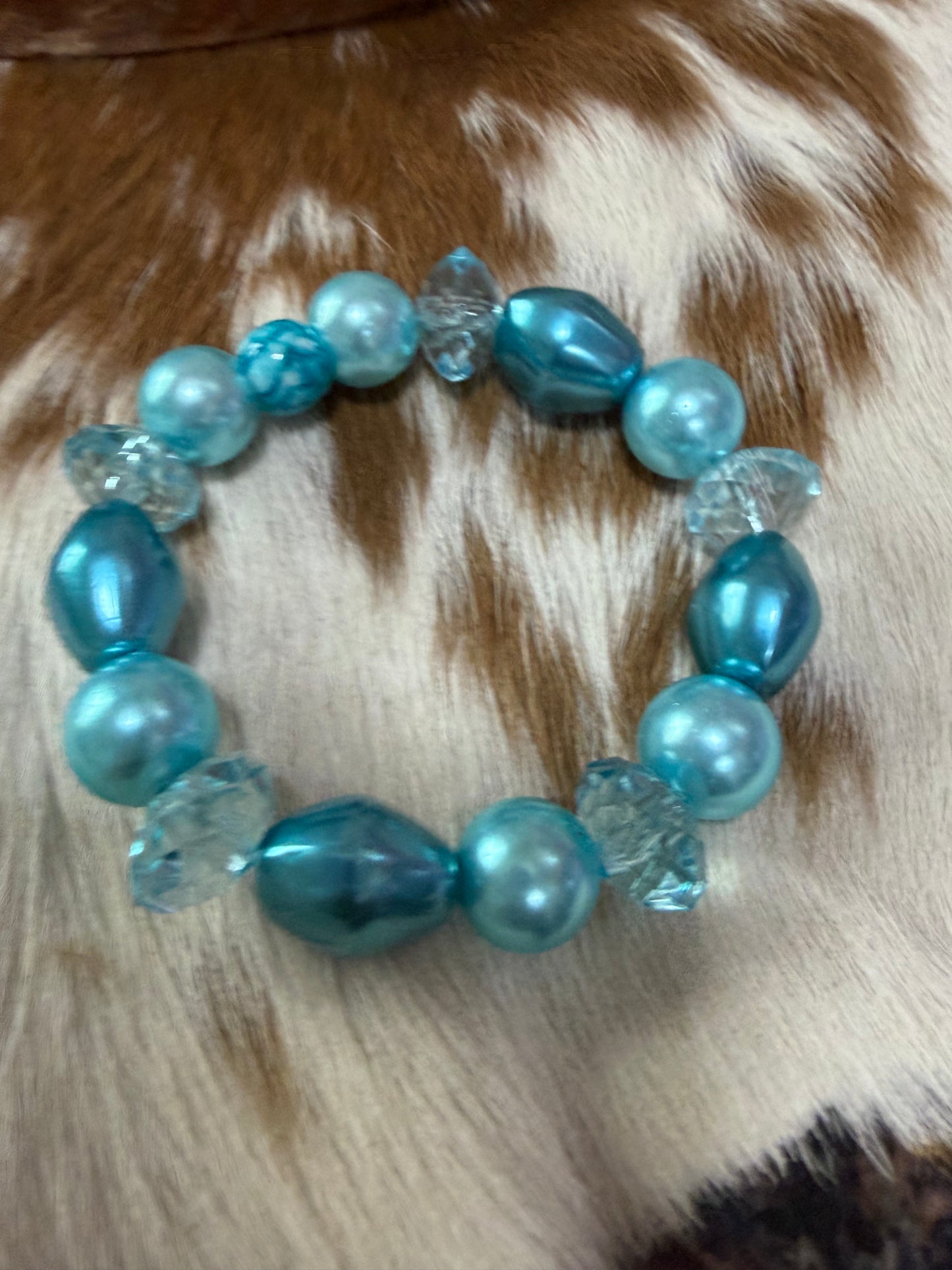 Blue Beads Stretch Beaded Bracelet