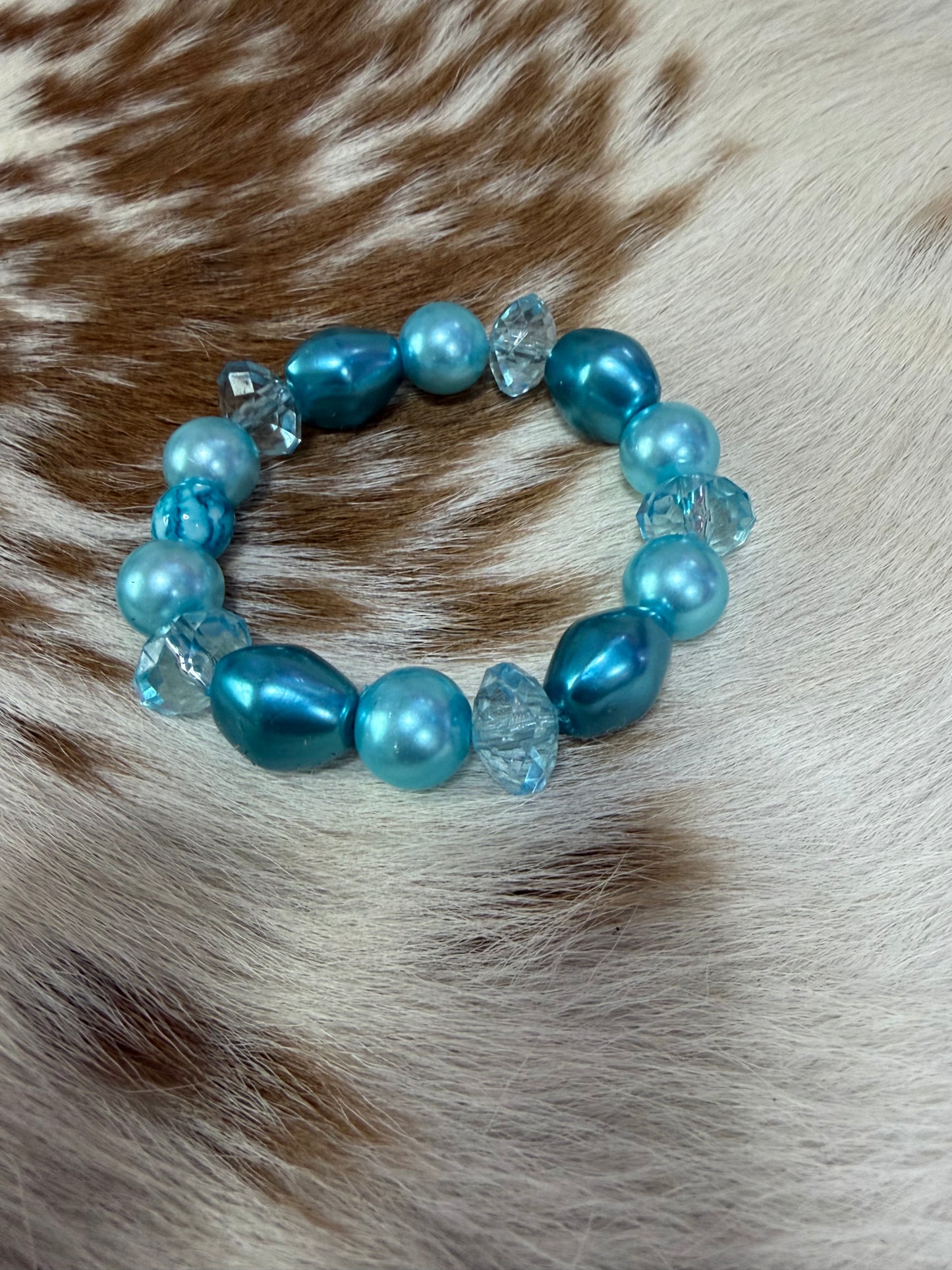 Blue Beads Stretch Beaded Bracelet
