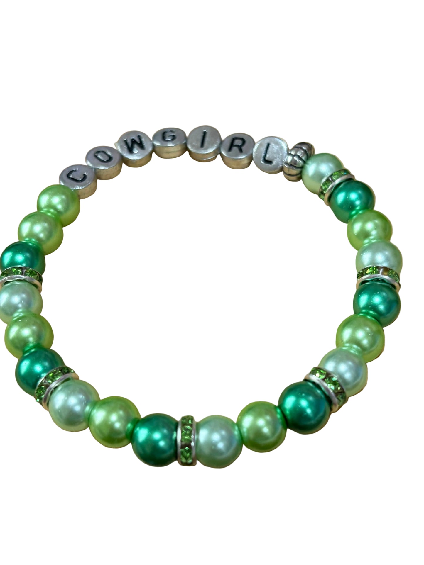 Western Cowgirl Shades Green Beaded Bracelet