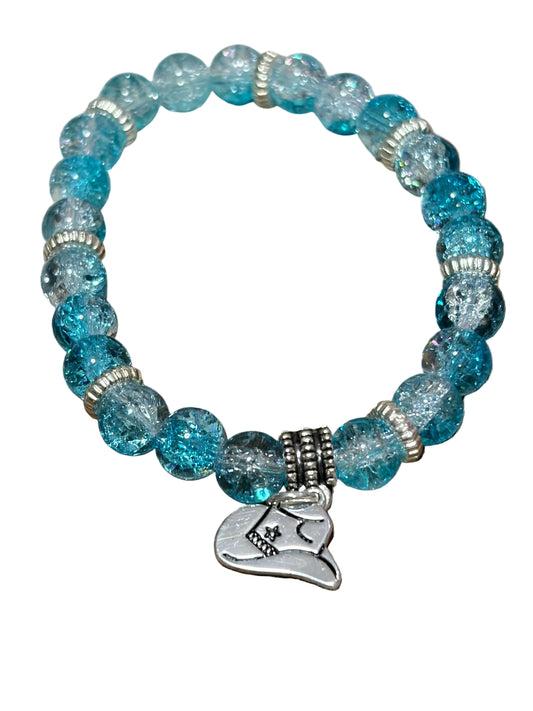 Cowboy Hat Western Stretch Bracelet Turquoise Glass Beads