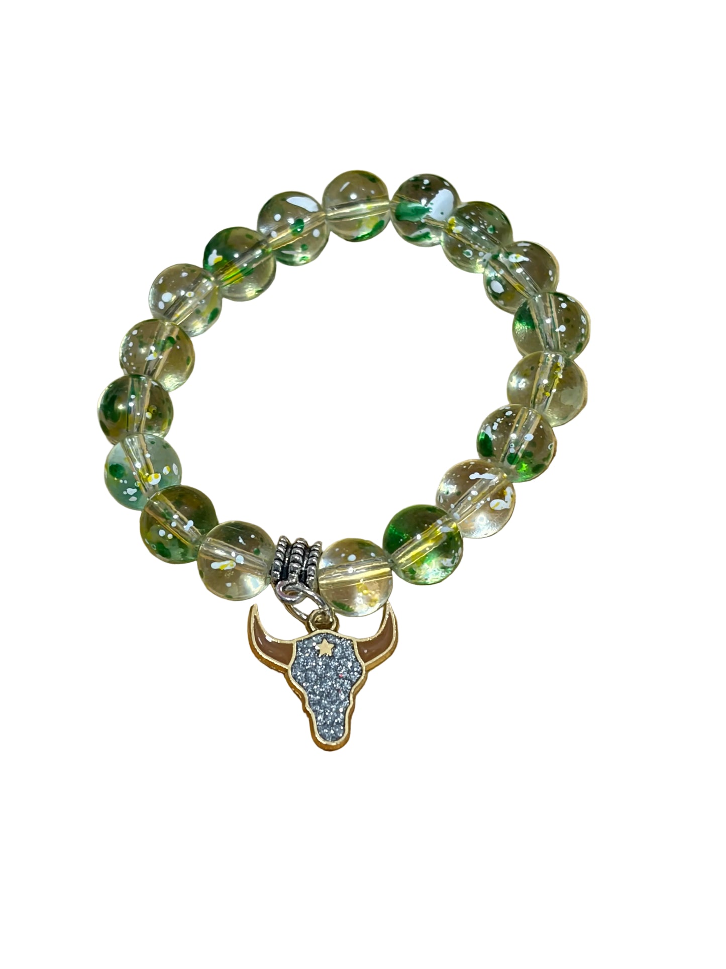 Girls Western light Green Glass Beads Stretch Bracelet