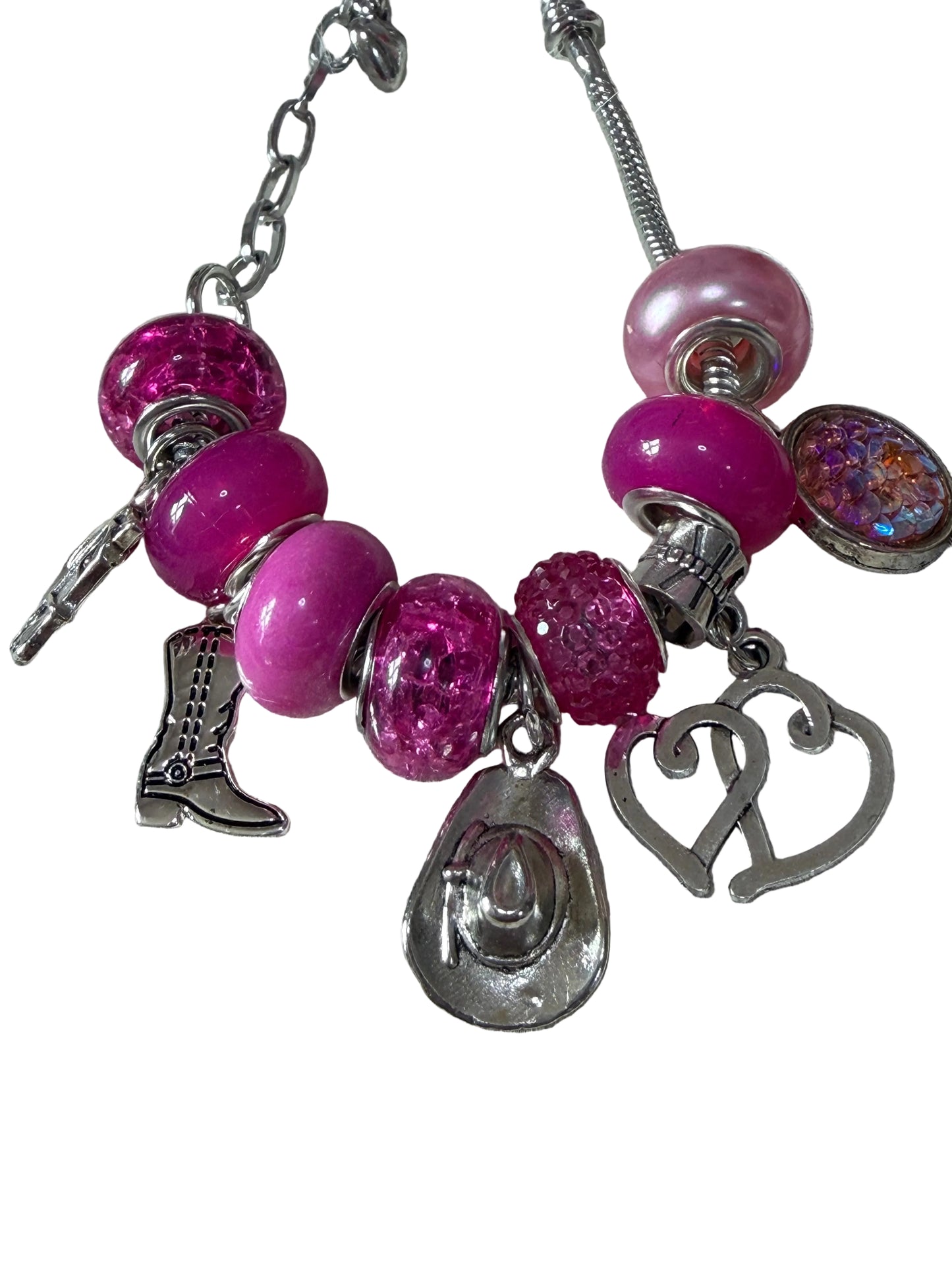 Western Pink Beads Western Charms 1pc Adjustable Snake Bone Chain Bracelet