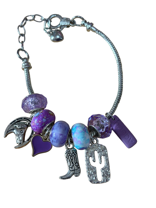 Western Beaded Purple Bead Bracelet One Piece Adjustable Snake Bone Chain