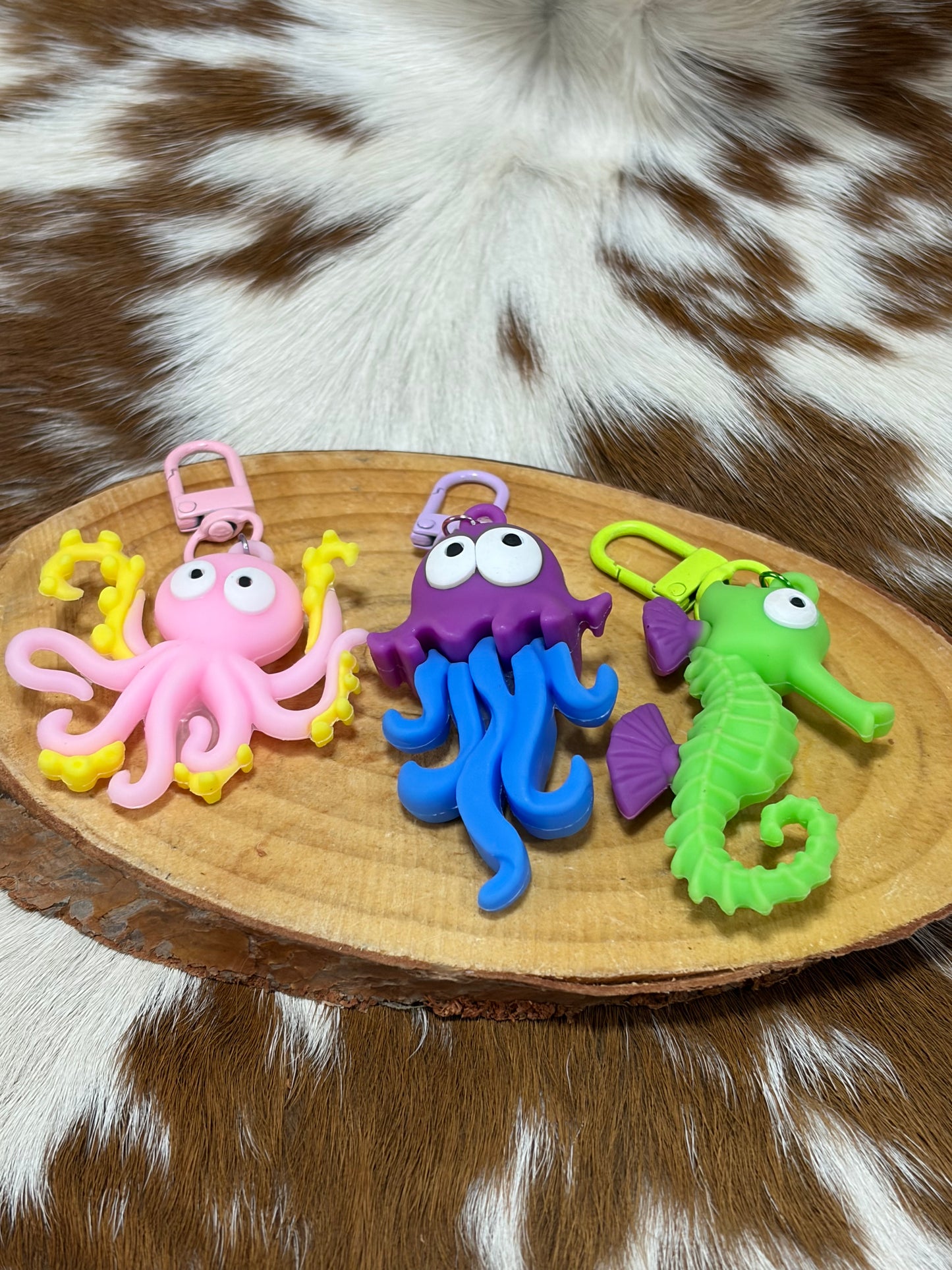 Silicone Keychain Bag Charms Sea Horse Octipus