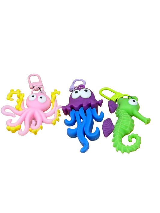 Silicone Keychain Bag Charms Sea Horse Octipus