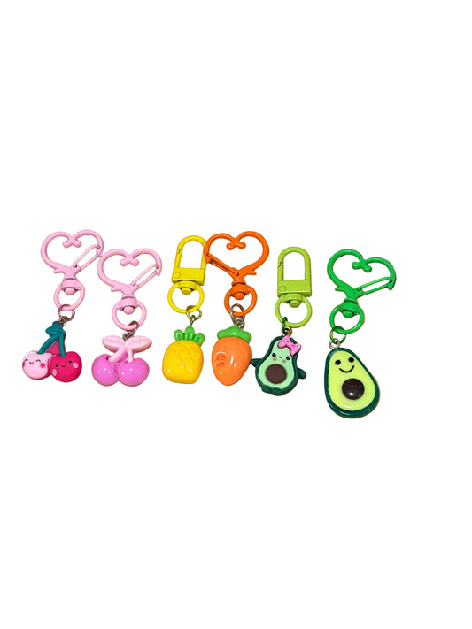 Keychain Bag Charms Avacado Carrot, Cherries Pineapple Themes