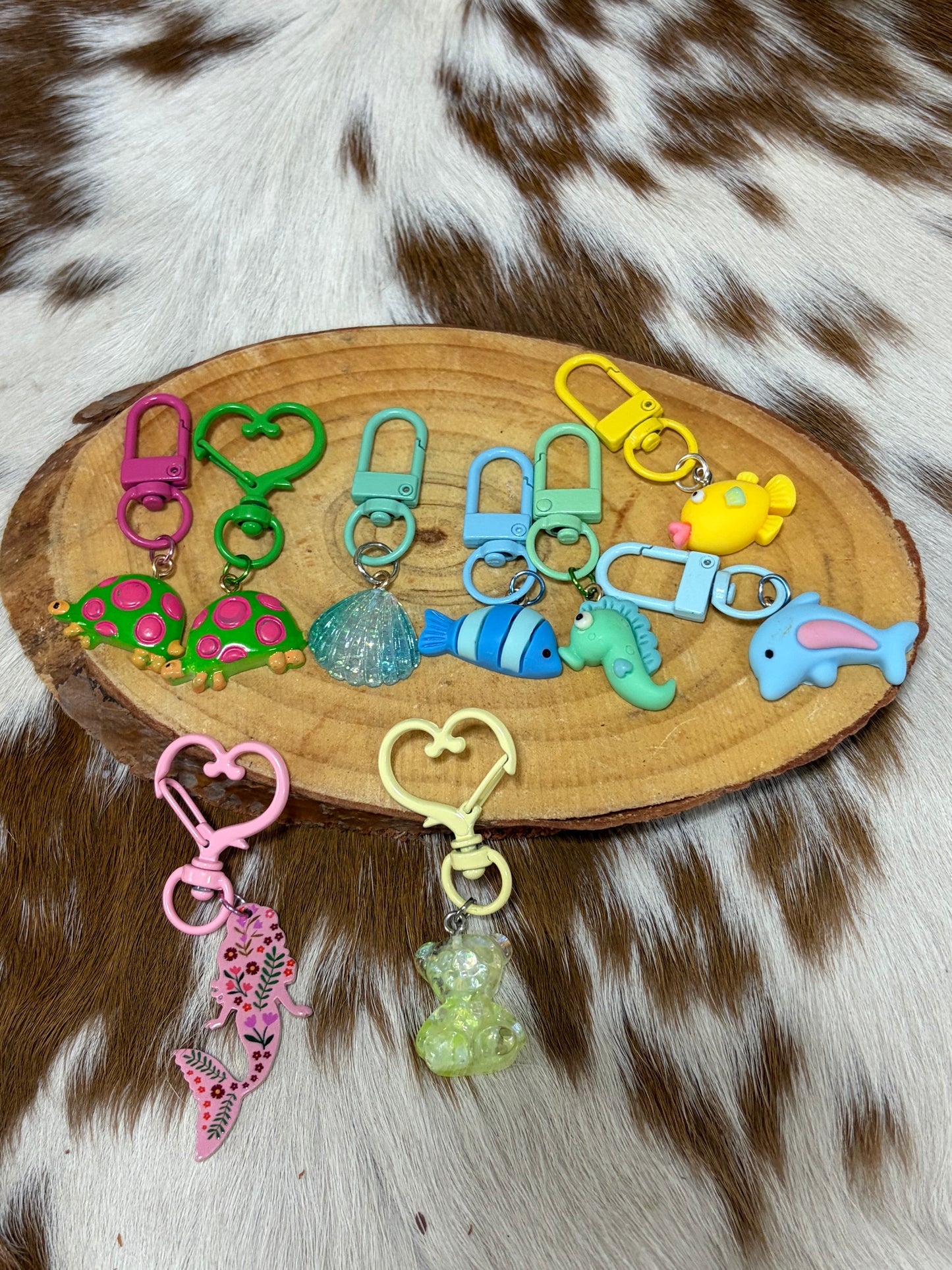 Keychains Bag Charm Bear Porpous Sea Horse Shell Fish