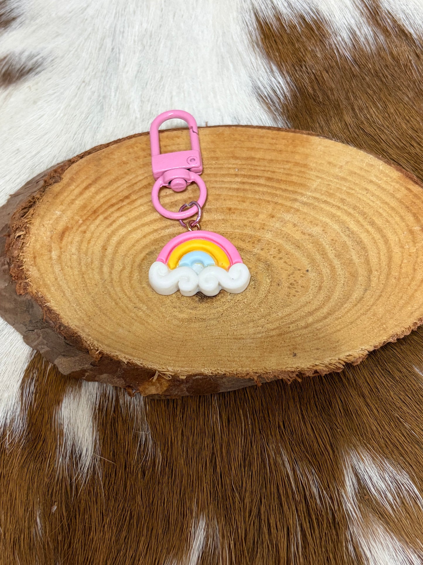 Kids keychain Bag Charm Eye Glasses Roller Skate Rainbow