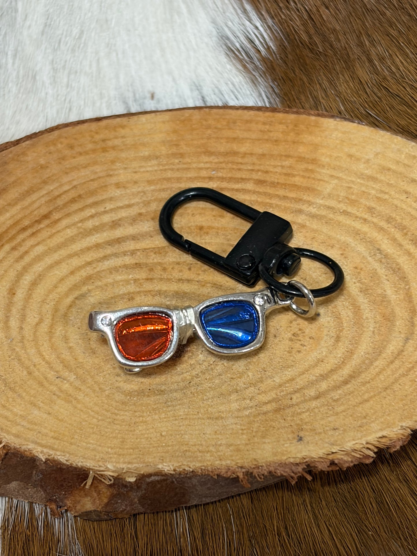 Kids keychain Bag Charm Eye Glasses Roller Skate Rainbow