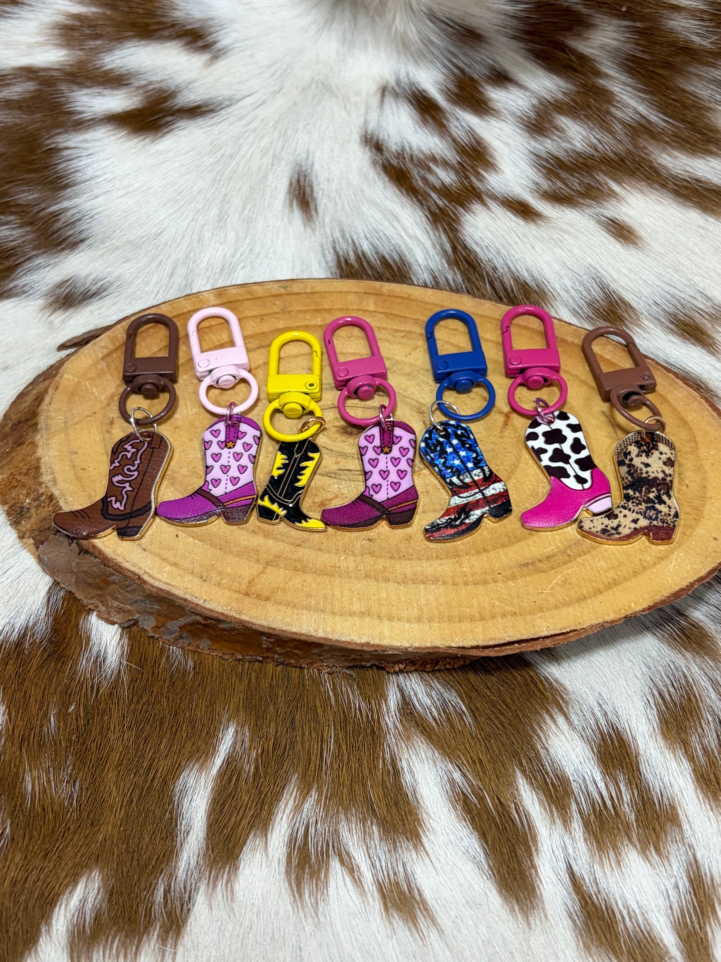 Western Boot Keychain Bag Charm