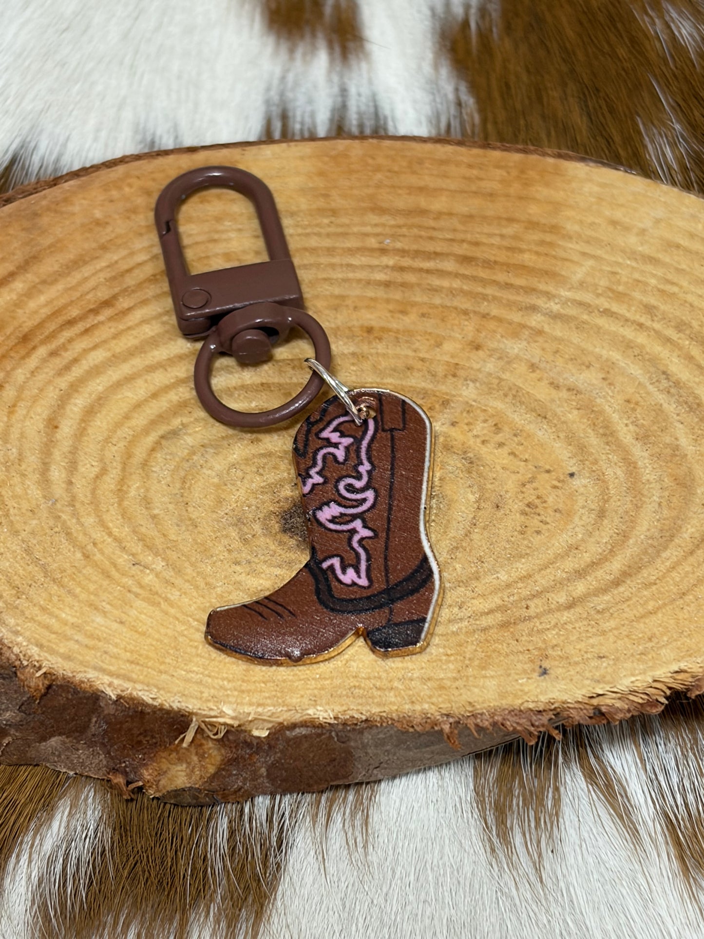 Western Boot Keychain Bag Charm