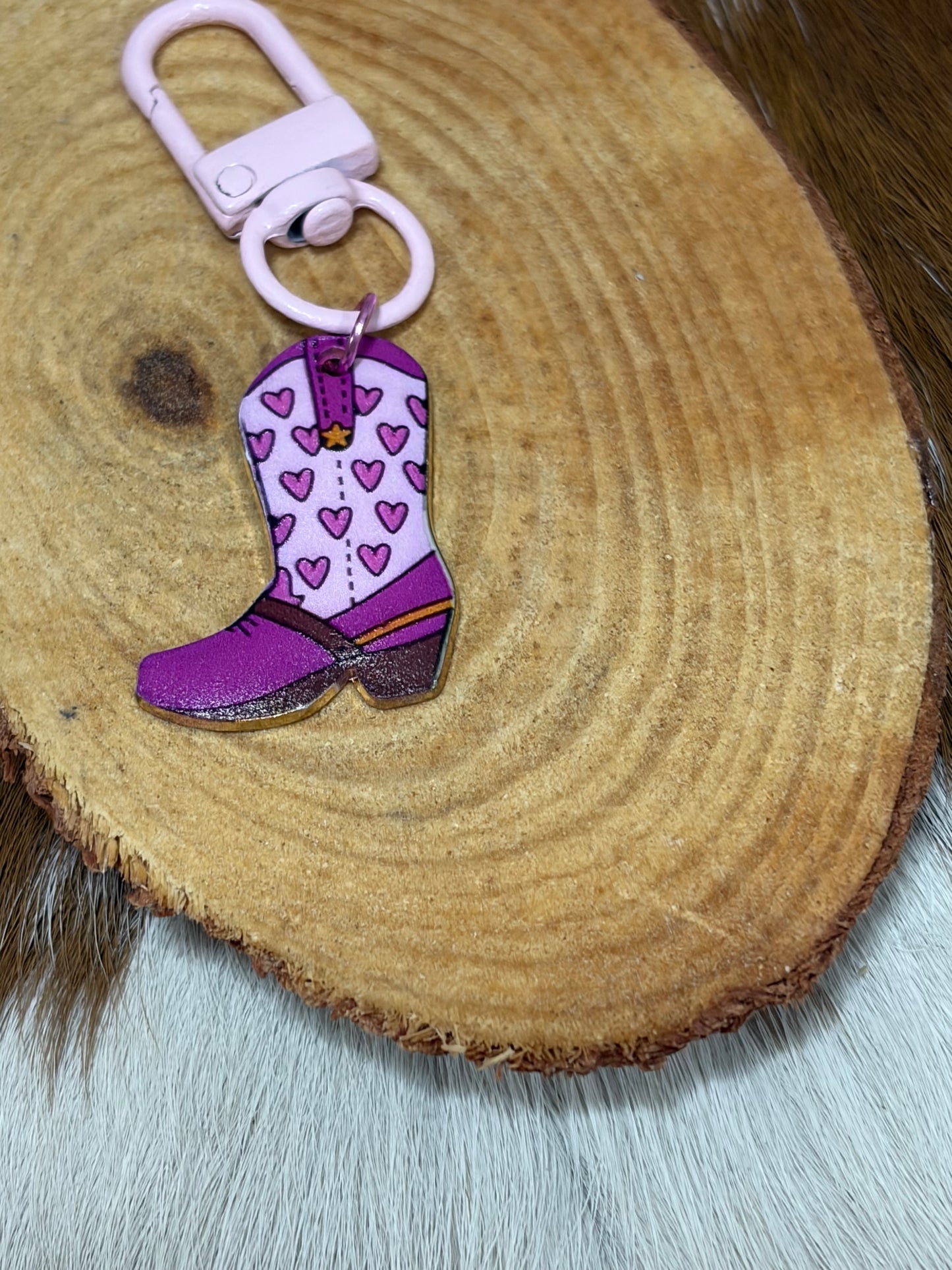 Western Boot Keychain Bag Charm