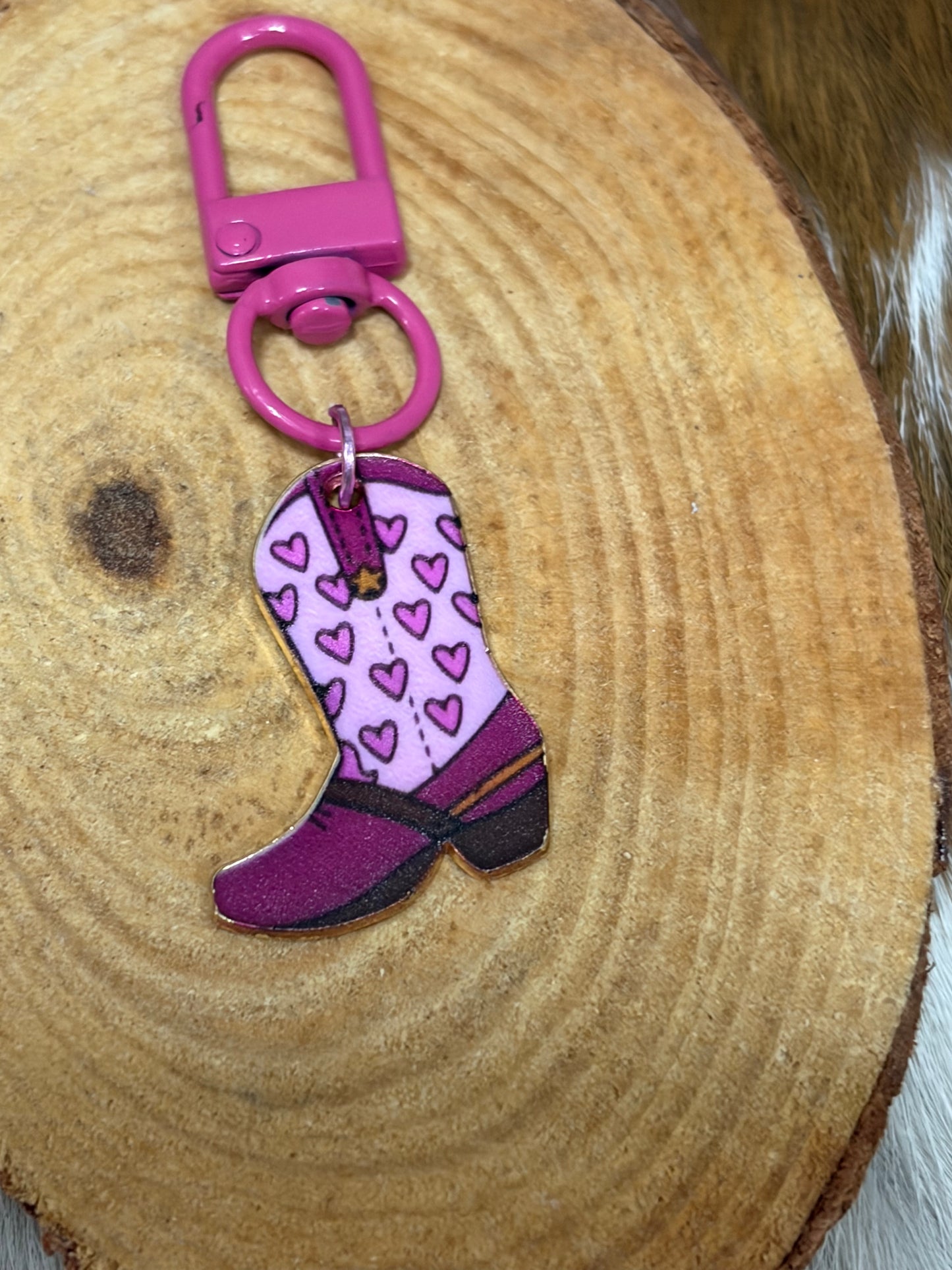 Western Boot Keychain Bag Charm