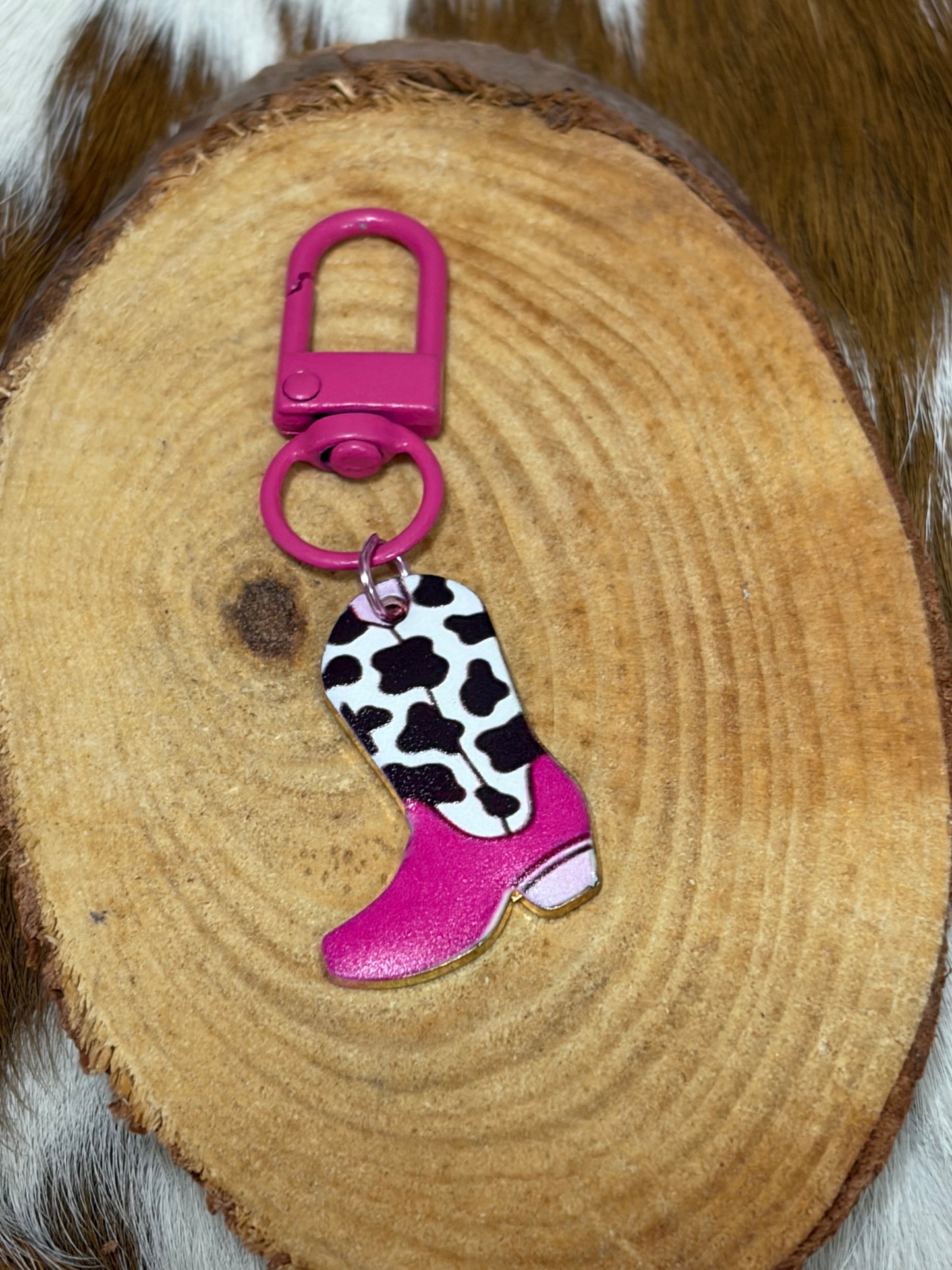 Western Boot Keychain Bag Charm
